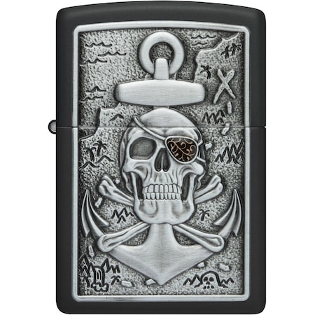 Zippo 2022N Zippo Supplement, Skull Anchor Emblem, Black Matte ZIP-48122